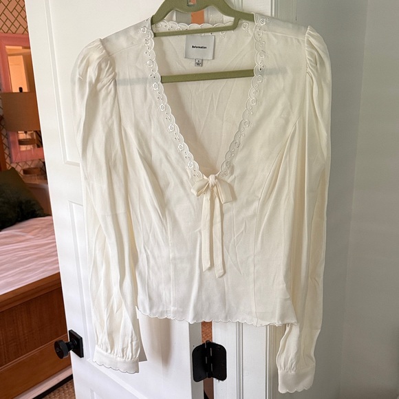 Reformation Tops - Reformation Cream Blouse with Lace Trim